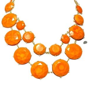 Statement Necklace Orange Round Gemstones Gold Chain Adjuster Costume Jewelry